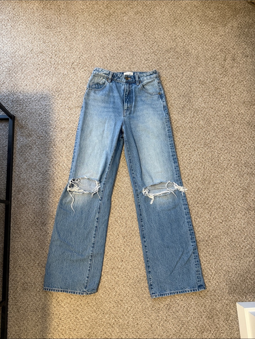 ROLLA'S Light Blue Distressed Wide-Leg Jeans